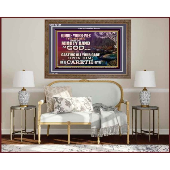 CASTING YOUR CARE UPON HIM FOR HE CARETH FOR YOU  Sanctuary Wall Wooden Frame  GWF10424  