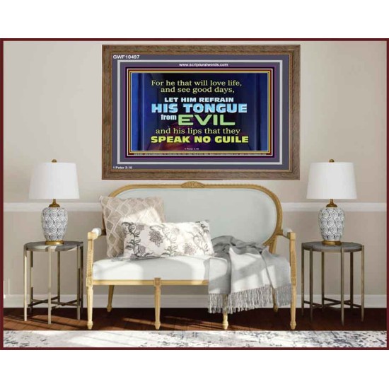 KEEP YOUR TONGUES FROM ALL EVIL  Bible Scriptures on Love Wooden Frame  GWF10497  