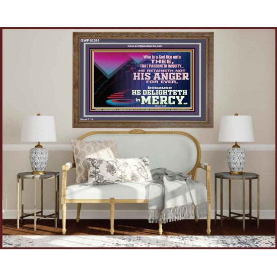 THE LORD DELIGHTETH IN MERCY  Contemporary Christian Wall Art Wooden Frame  GWF10564  