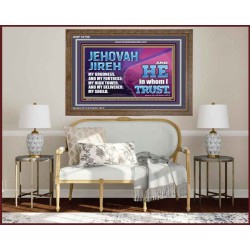 JEHOVAH JIREH OUR GOODNESS FORTRESS HIGH TOWER DELIVERER AND SHIELD  Encouraging Bible Verses Wooden Frame  GWF10750  "45X33"