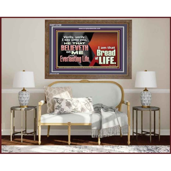 HE THAT BELIEVETH ON ME HATH EVERLASTING LIFE  Contemporary Christian Wall Art  GWF10758  