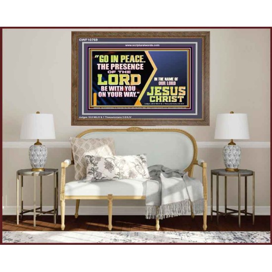GO IN PEACE THE PRESENCE OF THE LORD BE WITH YOU ON YOUR WAY  Scripture Art Prints Wooden Frame  GWF10769  