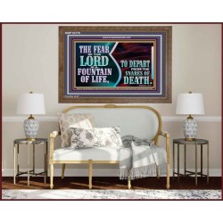 THE FEAR OF THE LORD IS A FOUNTAIN OF LIFE TO DEPART FROM THE SNARES OF DEATH  Scriptural Wooden Frame Wooden Frame  GWF10770  "45X33"