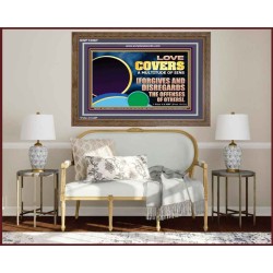 FORGIVES AND DISREGARDS THE OFFENSES OF OTHERS  Religious Wall Art Wooden Frame  GWF12067  "45X33"