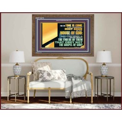 FOR THE TIME IS COME THAT JUDGEMENT MUST BEGIN AT THE HOUSE OF THE LORD  Modern Christian Wall Décor Wooden Frame  GWF12075  "45X33"