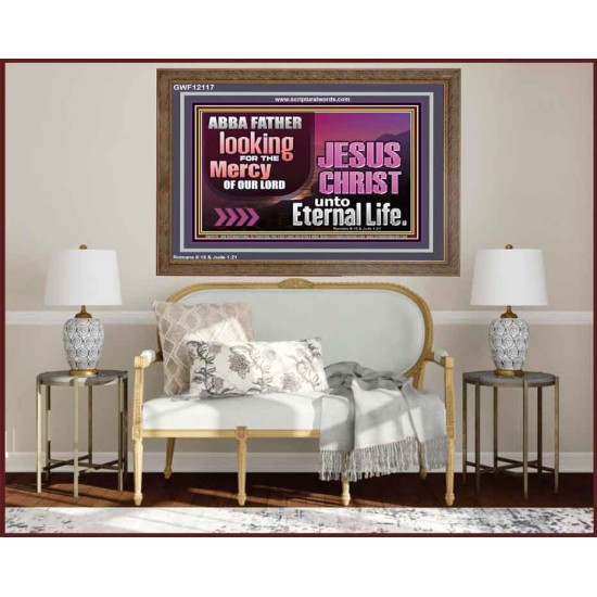 THE MERCY OF OUR LORD JESUS CHRIST UNTO ETERNAL LIFE  Christian Quotes Wooden Frame  GWF12117  