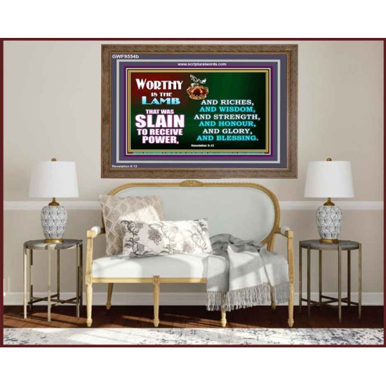 THE LAMB OF GOD THAT WAS SLAIN OUR LORD JESUS CHRIST  Children Room Wooden Frame  GWF9554b  
