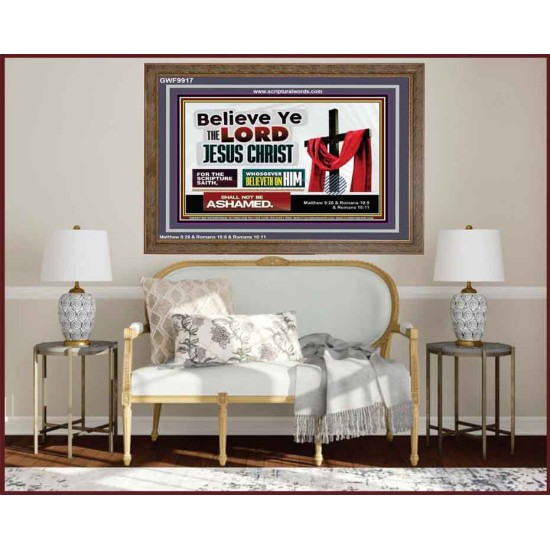 WHOSOEVER BELIEVETH ON HIM SHALL NOT BE ASHAMED  Contemporary Christian Wall Art  GWF9917  