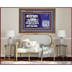 WEEP NOT THE LAMB OF GOD HAS PREVAILED  Christian Art Wooden Frame  GWF9926  "45X33"