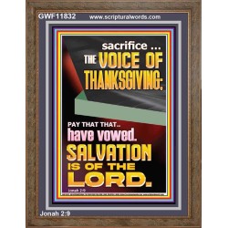 SACRIFICE THE VOICE OF THANKSGIVING  Custom Wall Scripture Art  GWF11832  "33x45"