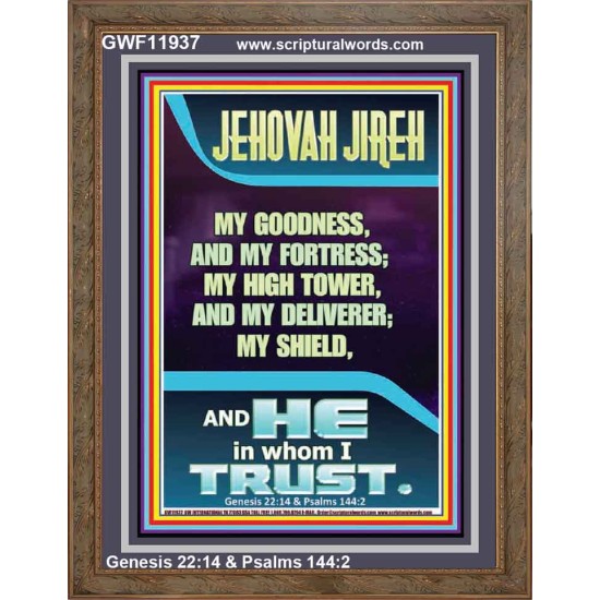 JEHOVAH JIREH MY GOODNESS MY HIGH TOWER MY DELIVERER MY SHIELD  Unique Power Bible Portrait  GWF11937  