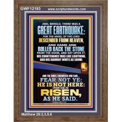 THERE WAS A GREAT EARTHQUAKE AND THE ANGEL OF THE LORD DESCENDED FROM HEAVEN  Bible Verses to Encourage  Portrait  GWF12193  "33x45"