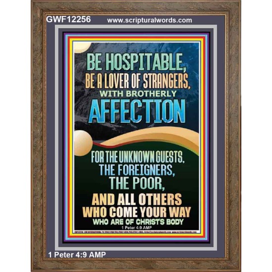 BE HOSPITABLE BE A LOVER OF STRANGERS WITH BROTHERLY AFFECTION  Christian Wall Art  GWF12256  