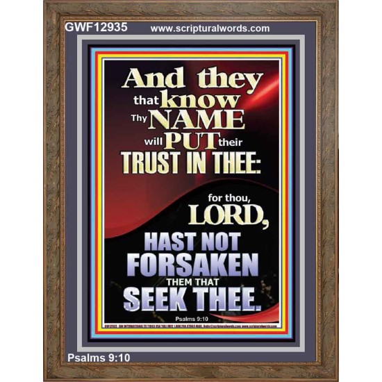 THOSE WHO HAVE KNOWLEDGE OF YOUR NAME ARE NEVER DISAPPOINTED  Unique Scriptural Portrait  GWF12935  