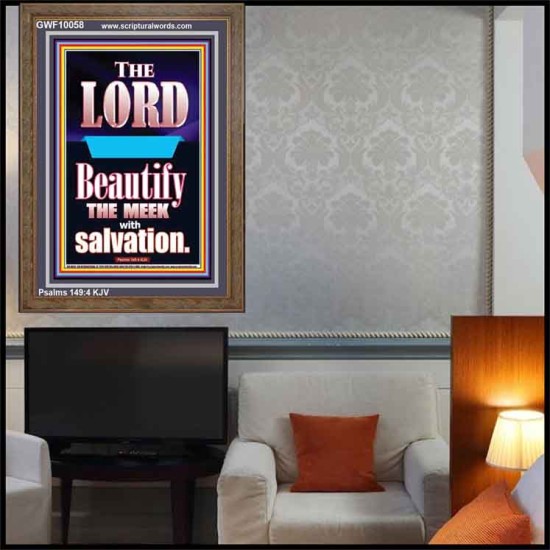 THE MEEK IS BEAUTIFY WITH SALVATION  Scriptural Prints  GWF10058  