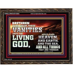 TURN FROM THESE VANITIES TO THE LIVING GOD JEHOVAH  Unique Scriptural Wooden Frame  GWGLORIOUS10363  "45X33"