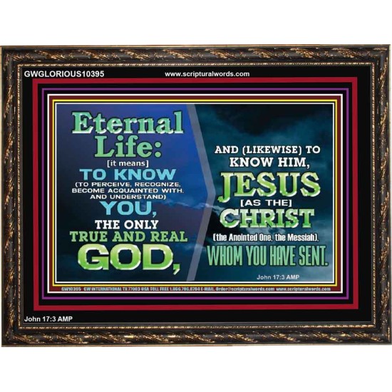 ETERNAL LIFE IS TO KNOW AND DWELL IN HIM CHRIST JESUS  Church Wooden Frame  GWGLORIOUS10395  