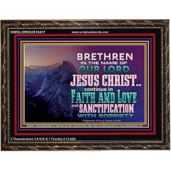 CONTINUE IN FAITH LOVE AND SANCTIFICATION WITH SOBRIETY  Unique Scriptural Wooden Frame  GWGLORIOUS10417  "45X33"