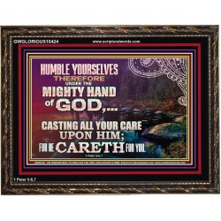 CASTING YOUR CARE UPON HIM FOR HE CARETH FOR YOU  Sanctuary Wall Wooden Frame  GWGLORIOUS10424  "45X33"