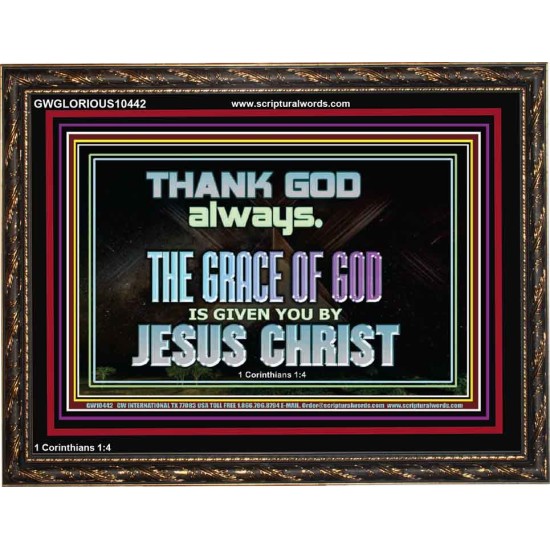 THANKING GOD ALWAYS OPENS GREATER DOOR  Scriptural Décor Wooden Frame  GWGLORIOUS10442  