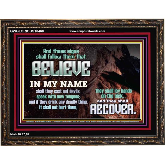 IN MY NAME SHALL THEY CAST OUT DEVILS  Christian Quotes Wooden Frame  GWGLORIOUS10460  