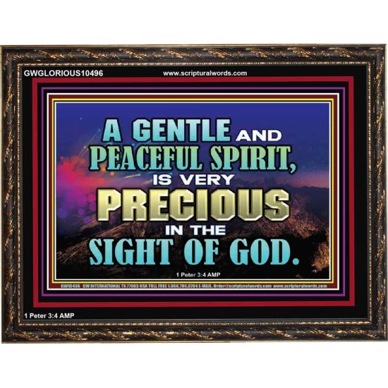 GENTLE AND PEACEFUL SPIRIT VERY PRECIOUS IN GOD SIGHT  Bible Verses to Encourage  Wooden Frame  GWGLORIOUS10496  