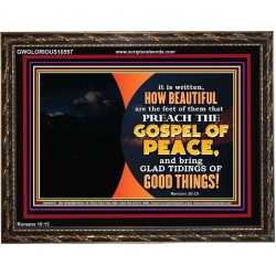 THE FEET OF THOSE WHO PREACH THE GOOD NEWS  Christian Quote Wooden Frame  GWGLORIOUS10557  "45X33"