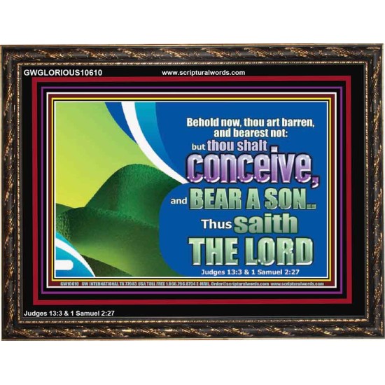 BEHOLD NOW THOU SHALL CONCEIVE  Custom Christian Artwork Wooden Frame  GWGLORIOUS10610  