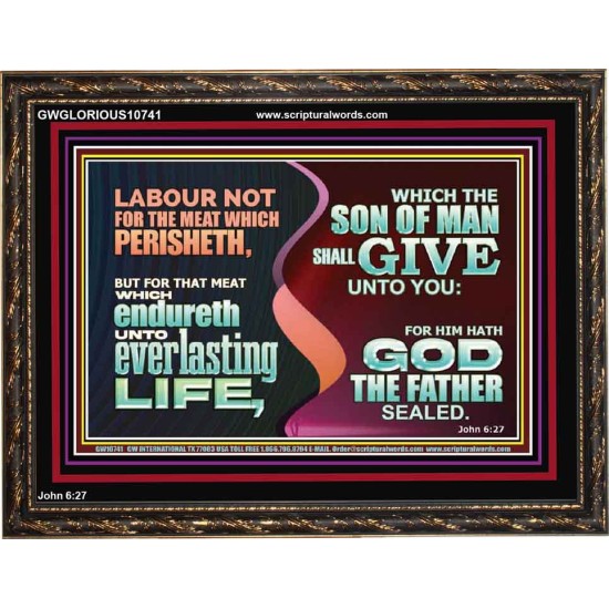 LABOUR NOT FOR THE MEAT WHICH PERISHETH  Bible Verse Wooden Frame  GWGLORIOUS10741  