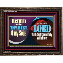 THE LORD HATH DEALT BOUNTIFULLY WITH THEE  Contemporary Christian Art Wooden Frame  GWGLORIOUS10792  "45X33"