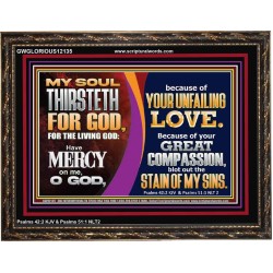 MY SOUL THIRSTETH FOR GOD THE LIVING GOD HAVE MERCY ON ME  Custom Christian Artwork Wooden Frame  GWGLORIOUS12135  "45X33"