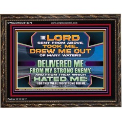 DELIVERED ME FROM MY STRONG ENEMY  Sanctuary Wall Wooden Frame  GWGLORIOUS12376  "45X33"