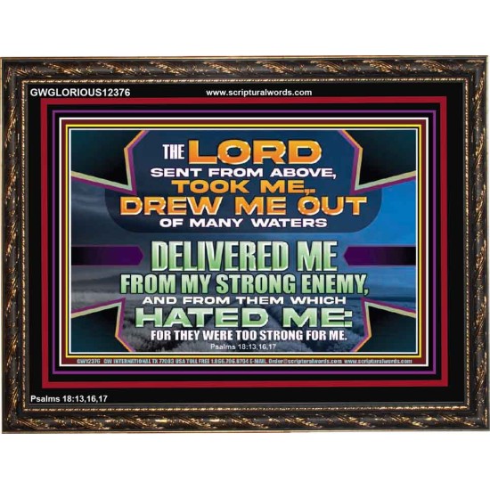 DELIVERED ME FROM MY STRONG ENEMY  Sanctuary Wall Wooden Frame  GWGLORIOUS12376  