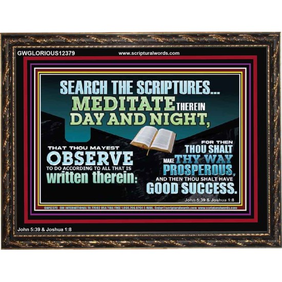 SEARCH THE SCRIPTURES MEDITATE THEREIN DAY AND NIGHT  Unique Power Bible Wooden Frame  GWGLORIOUS12379  