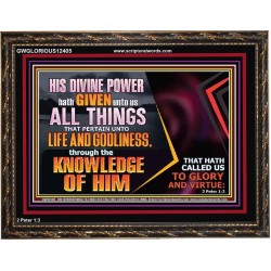 HIS DIVINE POWER HATH GIVEN UNTO US ALL THINGS  Eternal Power Wooden Frame  GWGLORIOUS12405  "45X33"