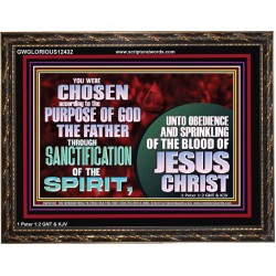 CHOSEN ACCORDING TO THE PURPOSE OF GOD THE FATHER THROUGH SANCTIFICATION OF THE SPIRIT  Church Wooden Frame  GWGLORIOUS12432  "45X33"