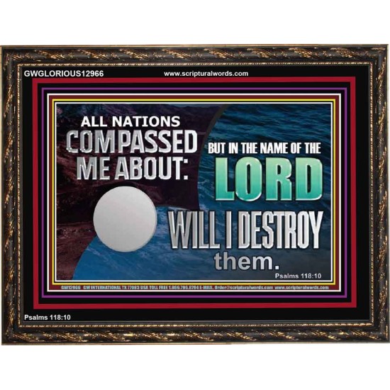 IN THE NAME OF THE LORD WILL I DESTROY THEM  Biblical Paintings Wooden Frame  GWGLORIOUS12966  