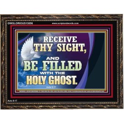 RECEIVE THY SIGHT AND BE FILLED WITH THE HOLY GHOST  Sanctuary Wall Wooden Frame  GWGLORIOUS13056  "45X33"
