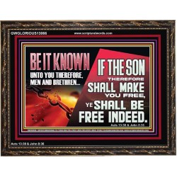 IF THE SON THEREFORE SHALL MAKE YOU FREE  Ultimate Inspirational Wall Art Wooden Frame  GWGLORIOUS13066  "45X33"