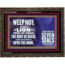 WEEP NOT THE LAMB OF GOD HAS PREVAILED  Christian Art Wooden Frame  GWGLORIOUS9926  "45X33"