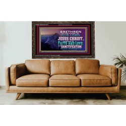 CONTINUE IN FAITH LOVE AND SANCTIFICATION WITH SOBRIETY  Unique Scriptural Wooden Frame  GWGLORIOUS10417  "45X33"