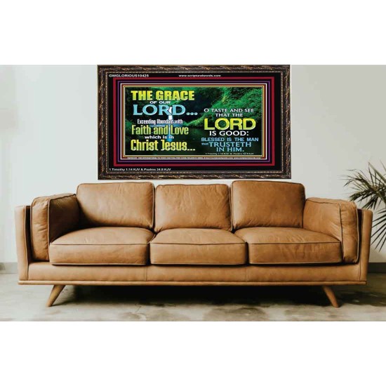 SEEK THE EXCEEDING ABUNDANT FAITH AND LOVE IN CHRIST JESUS  Ultimate Inspirational Wall Art Wooden Frame  GWGLORIOUS10425  