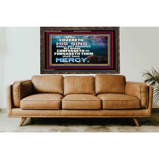 HE THAT COVERETH HIS SIN SHALL NOT PROSPER  Contemporary Christian Wall Art  GWGLORIOUS10466  