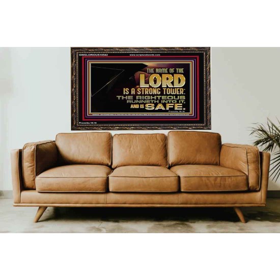 THE NAME OF THE LORD IS A STRONG TOWER  Contemporary Christian Wall Art  GWGLORIOUS10542  