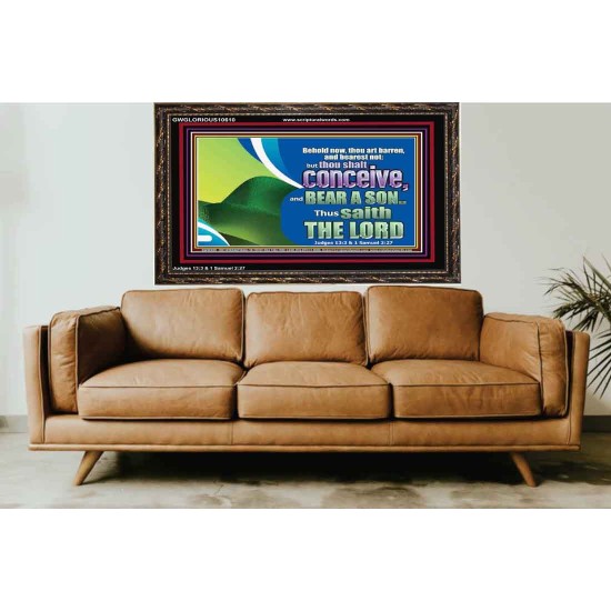 BEHOLD NOW THOU SHALL CONCEIVE  Custom Christian Artwork Wooden Frame  GWGLORIOUS10610  