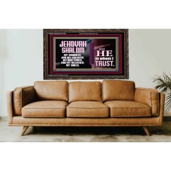 JEHOVAH SHALOM OUR GOODNESS FORTRESS HIGH TOWER DELIVERER AND SHIELD  Encouraging Bible Verse Wooden Frame  GWGLORIOUS10749  "45X33"