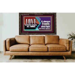 LOVE PATIENTLY ACCEPTS ALL THINGS. IT ALWAYS TRUST HOPE AND ENDURES  Unique Scriptural Wooden Frame  GWGLORIOUS11762  "45X33"