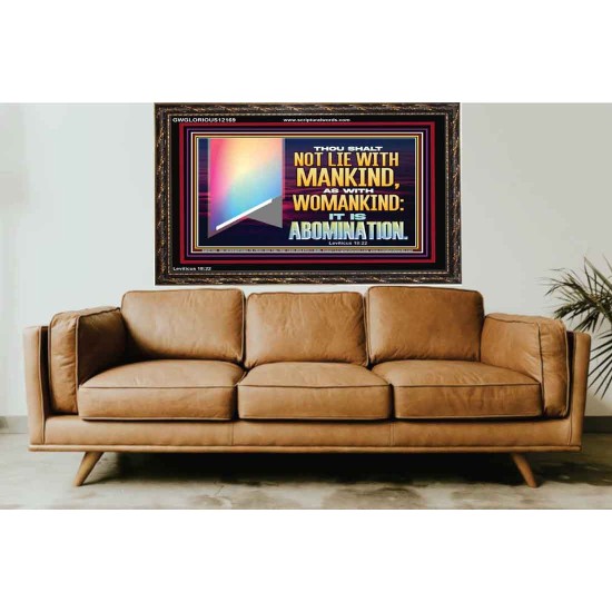 THOU SHALT NOT LIE WITH MANKIND AS WITH WOMANKIND IT IS ABOMINATION  Bible Verse for Home Wooden Frame  GWGLORIOUS12169  