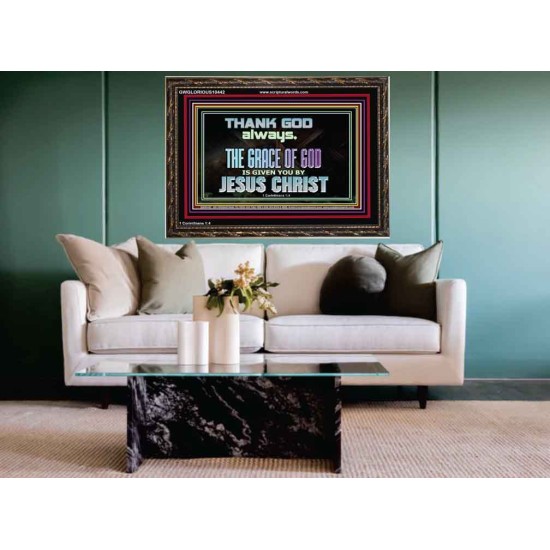 THANKING GOD ALWAYS OPENS GREATER DOOR  Scriptural Décor Wooden Frame  GWGLORIOUS10442  