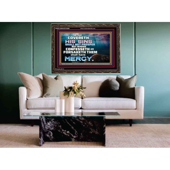 HE THAT COVERETH HIS SIN SHALL NOT PROSPER  Contemporary Christian Wall Art  GWGLORIOUS10466  